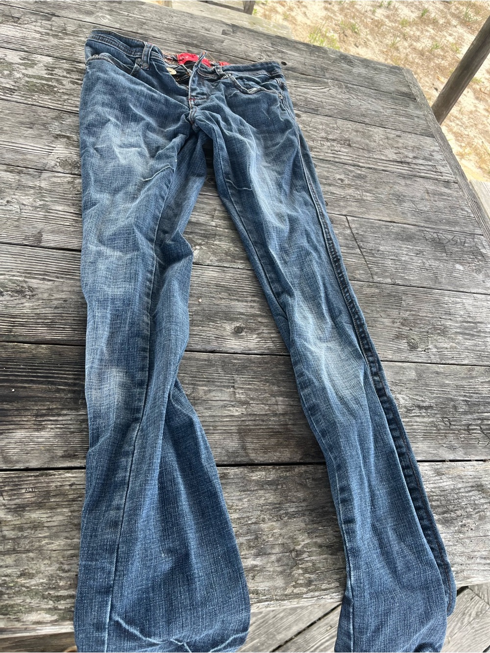 ROCK REVOLUTION Women’s 100% hand made Blue Washed Slim Straight Jeans W26